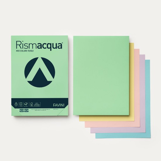 Εικόνα της 200 Φύλλα RISMACQUA 140g/m2 MIX 6 Απαλά χρώματα - 21x29,7 - A4