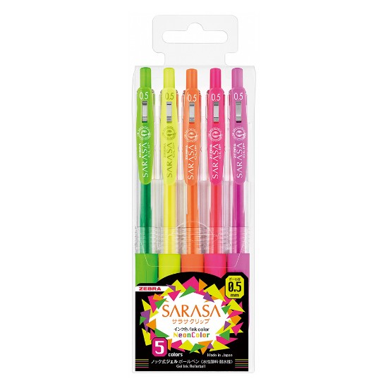 Picture of 5 Sarasa Clip Neon Gel Pens 0.5 - Mix