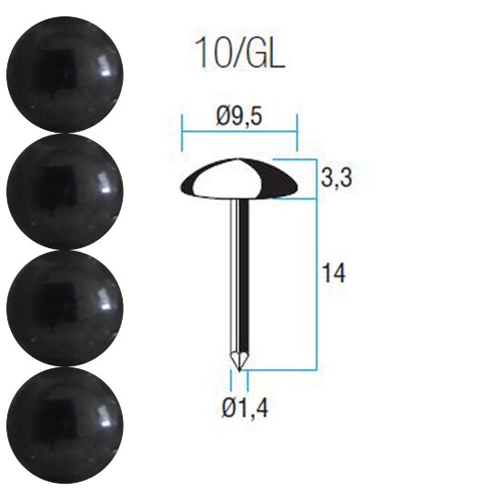 Picture of Decorative Nails 10 black flat