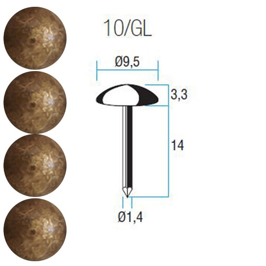 Picture of Decorative Nails 10 ancient gold flat