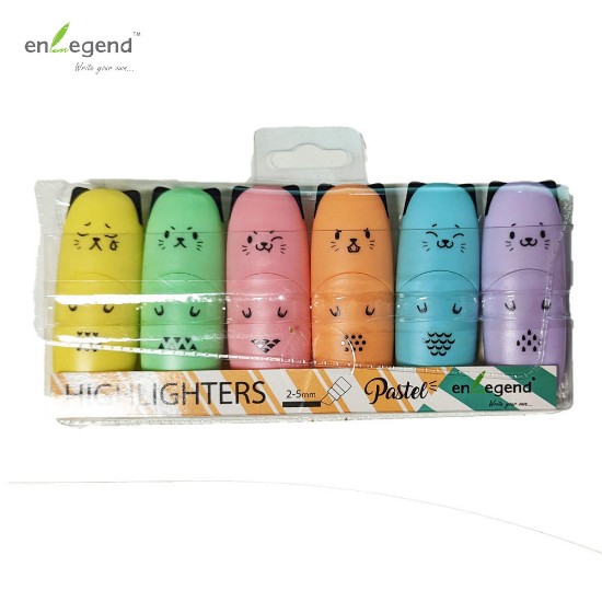 Εικόνα της 6 mini μαρκαδόροι υπογράμμισης animal pastel