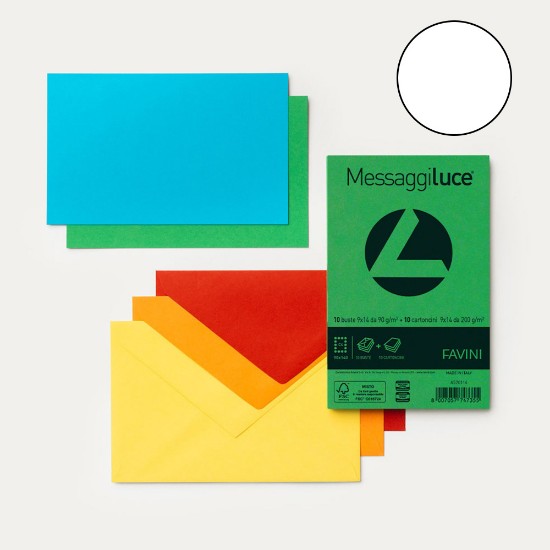 Εικόνα της 10 Φάκελοι 90g/m2 + 10 Κάρτες 200g/m2 MESSAGGI Λευκοί 01 - 9x14 - C9