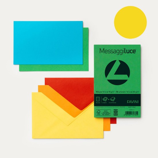 Εικόνα της 10 Φάκελοι 90g/m2 + 10 Κάρτες 200g/m2 MESSAGGI Κίτρινο Ήλιου 53 - 9x14 - C9