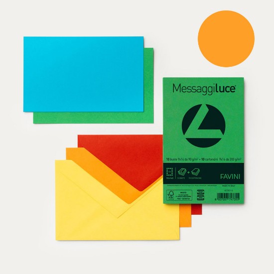 Picture of 10 Envelopes 90g/m2 + 10 Cards 200g/m2 MESSAGGI Orange 56 - 9x14 - C9