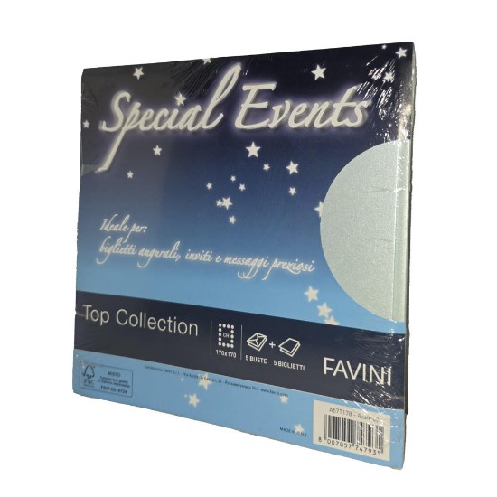 Εικόνα της Σειρά SE - 5 Φάκελοι 120g/m2 + 5 Κάρτες 250g/m2 Γαλάζιοι 02 - 17x17 - CH