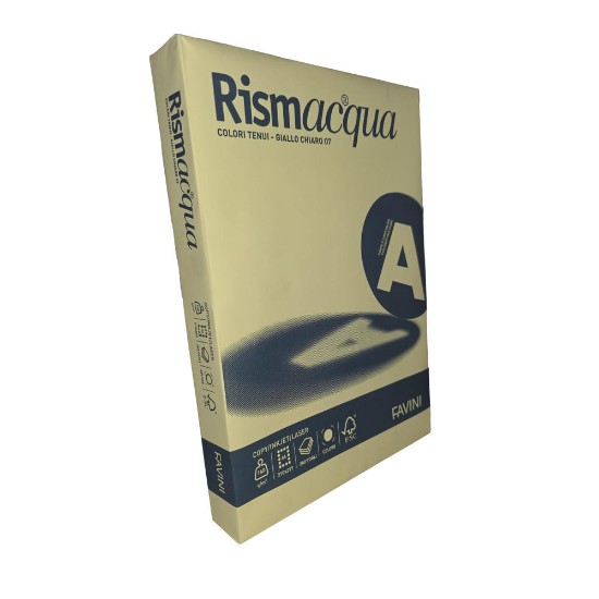 Εικόνα της 200 Φύλλα RISMACQUA 140g/m2 Απαλό Κίτρινο 07 - 21x29,7 - A4
