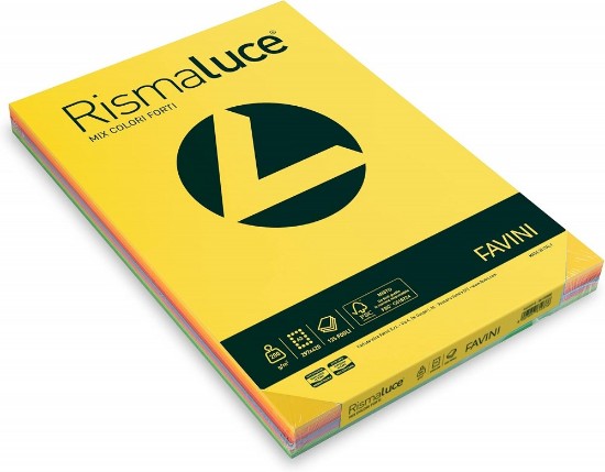 Εικόνα της 125 Φύλλα RISMALUCE 200g/m2 MIX 8 Έντονα χρώματα - 29,7x42 - A3