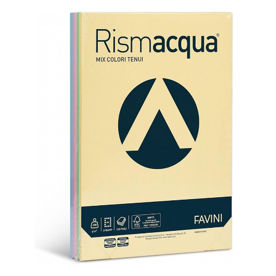Εικόνα της 125 Φύλλα RISMACQUA 200g/m2 MIX 8 Απαλά χρώματα - 21x29,7 - A4