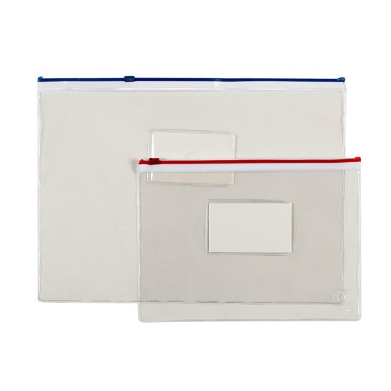 Εικόνα της Διάφανες θήκες με zip Α5, χρωματιστές