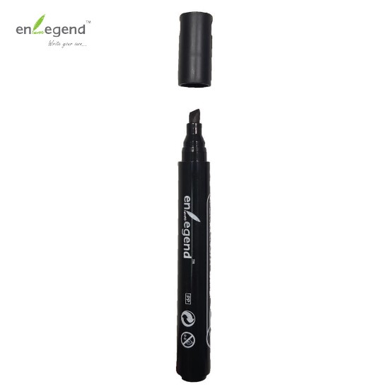 Εικόνα της Μαρκαδόρος ανεξίτηλος επαναγεμιζόμενος μαύρος - πλακέ μύτη