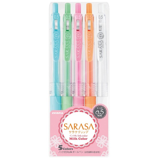 Picture of 5 Sarasa Clip Milk Gel Pens 0.5  Mix
